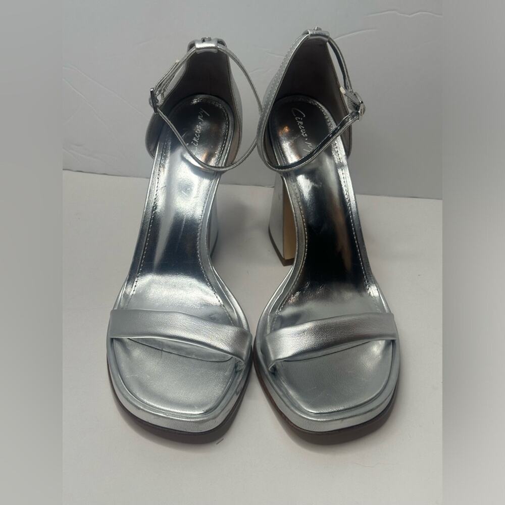 CIRCUS NY SAME EDELMAN “HOLMES” SILVER METALLIC ANKLE STRAP SANDAL 12 M NWT